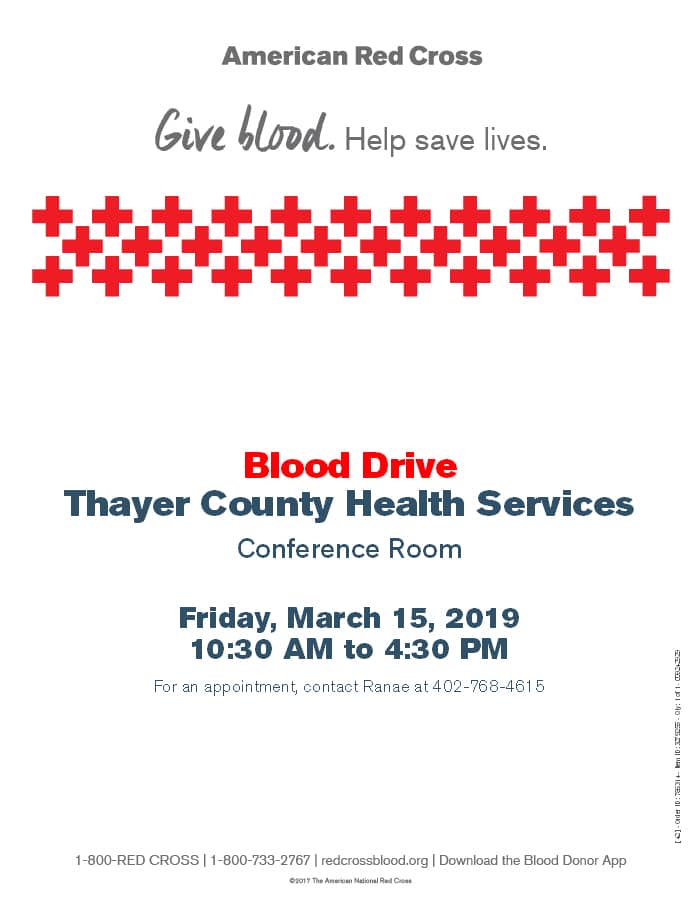 Blood Drive @ Thayer County Health Services: Cafeteria Conference Room