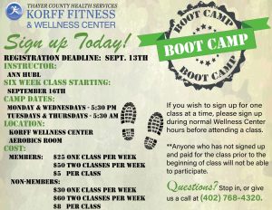 Boot Camp Fitness Classes @ Korff Fitness and Wellness Center