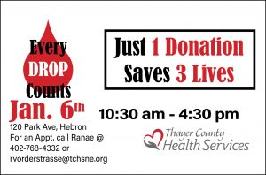 Red Cross Blood Drive @ Thayer County Health Services: Stastny (Cafeteria) Conference Room