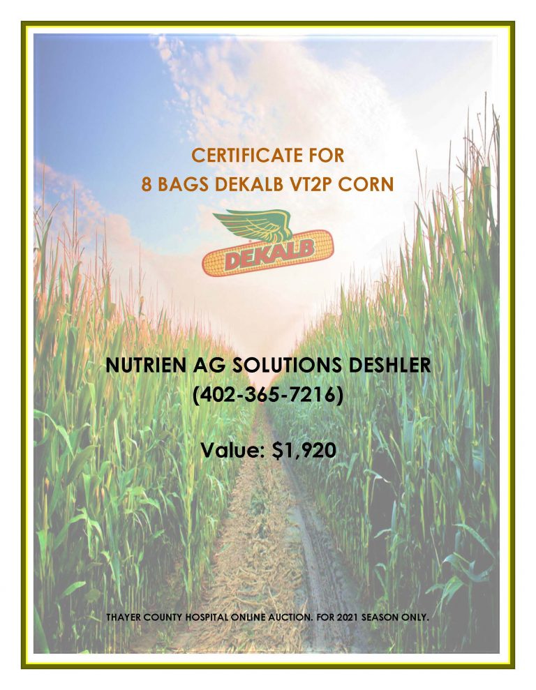 13 Dekalb SEED CORN 8 bags Thayer County Health Services