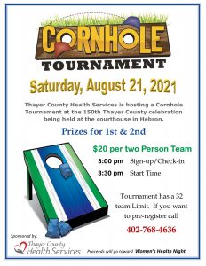 Cornhole Tournament - August 21, 2021 @ Thayer County's 150th Celebration