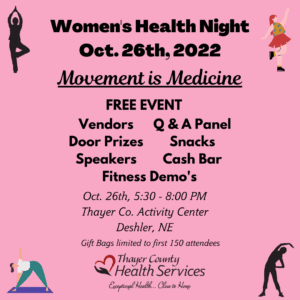 Women's Health Night @ Thayer County Activity Center